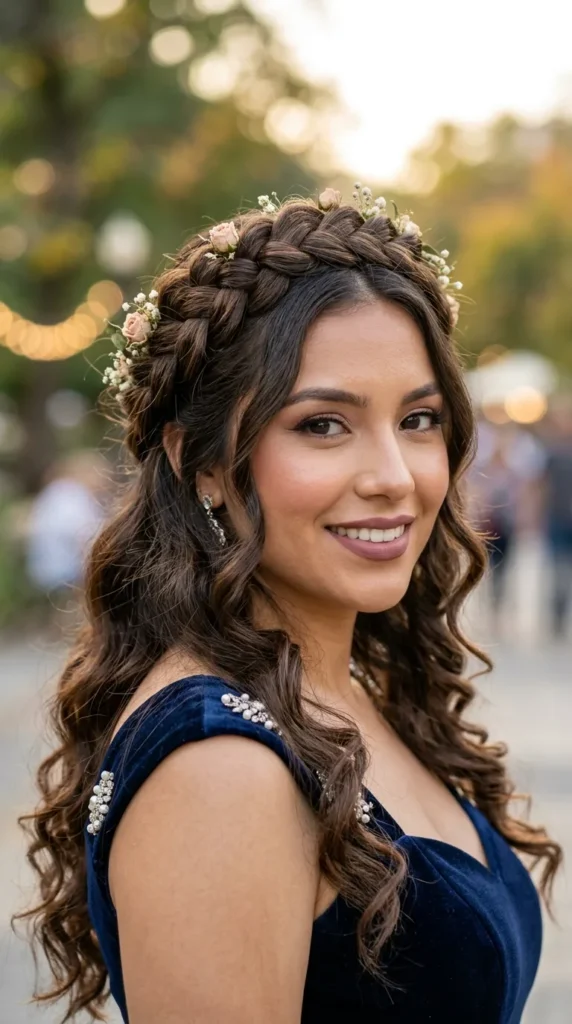 Braided Crown with Romantic Curls