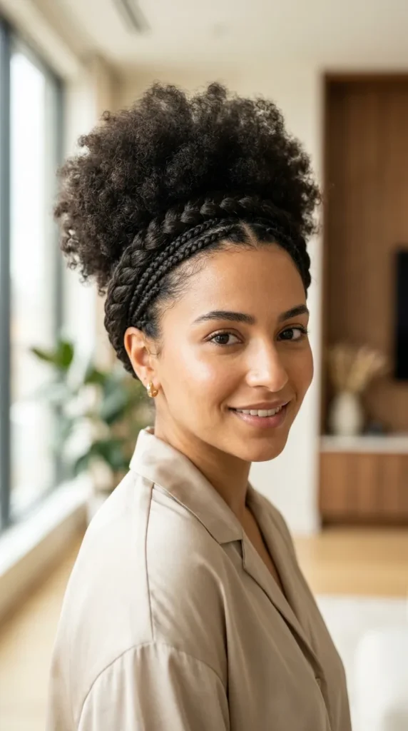 Braided Halo with Afro Puff