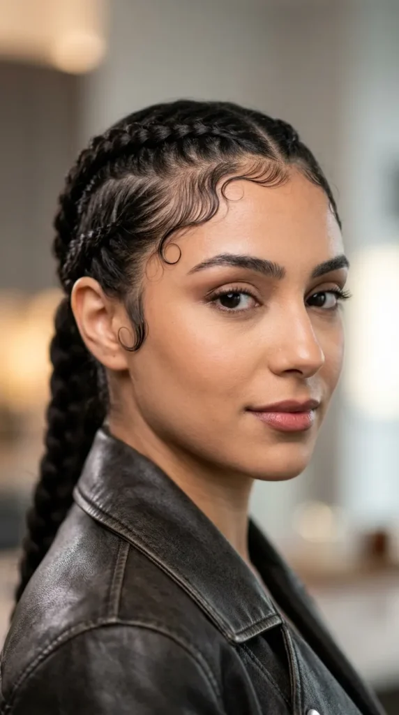 Braided Ponytail with Laid Edges