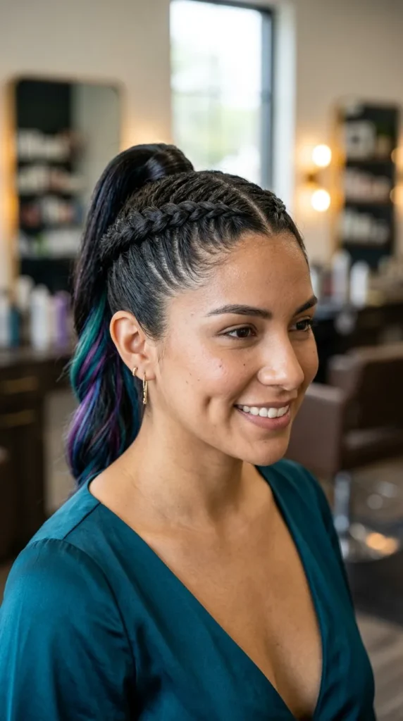 Braided Ponytail with Peekaboo Color