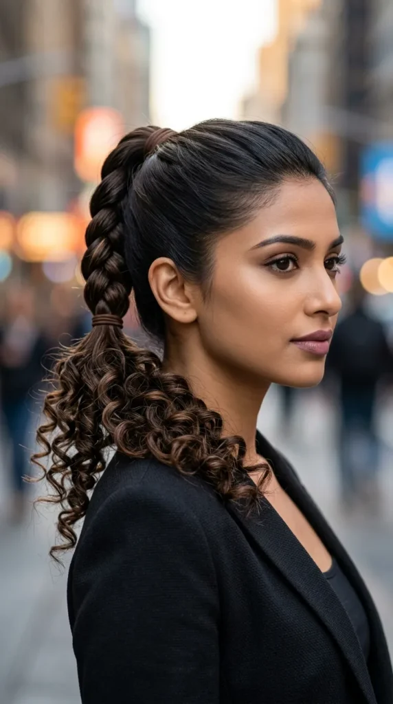 Braided Ponytail with Spiral Ends