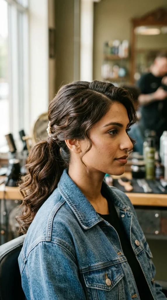 Bridal Low Ponytail with Soft Curls