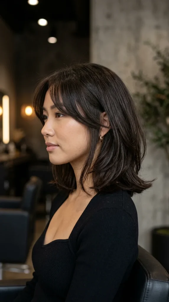 Brunette Bob with Soft Curtain Layers