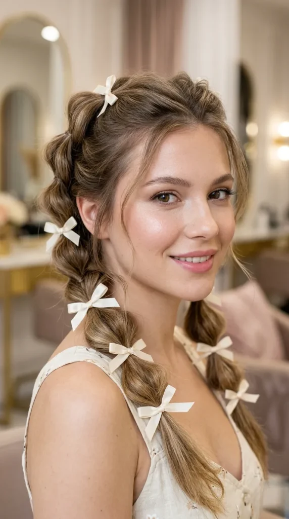 Bubble Braids with Satin Bows