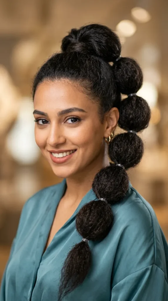 Bubble Ponytail on Natural Hair
