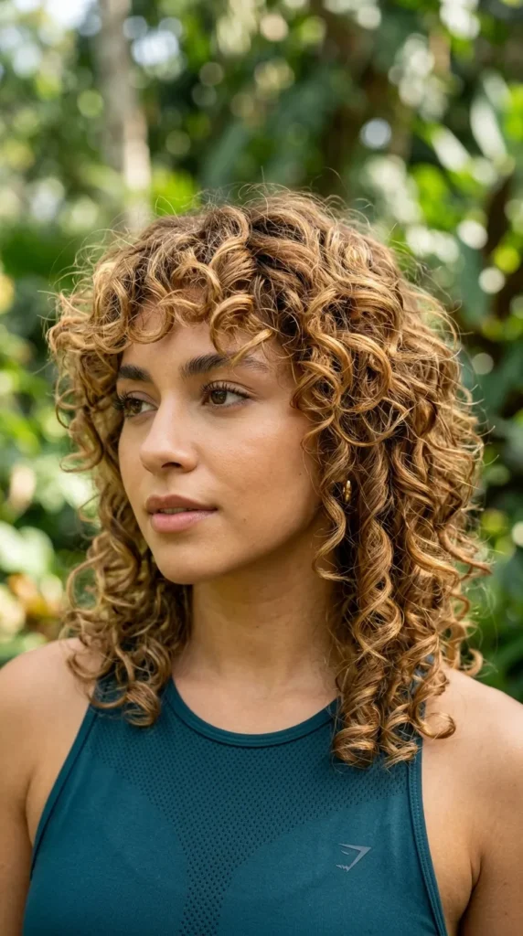 Caramel Curly Wolf Cut