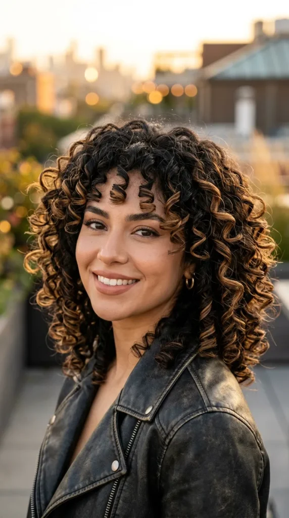 Caramel Highlighted Curly Layers