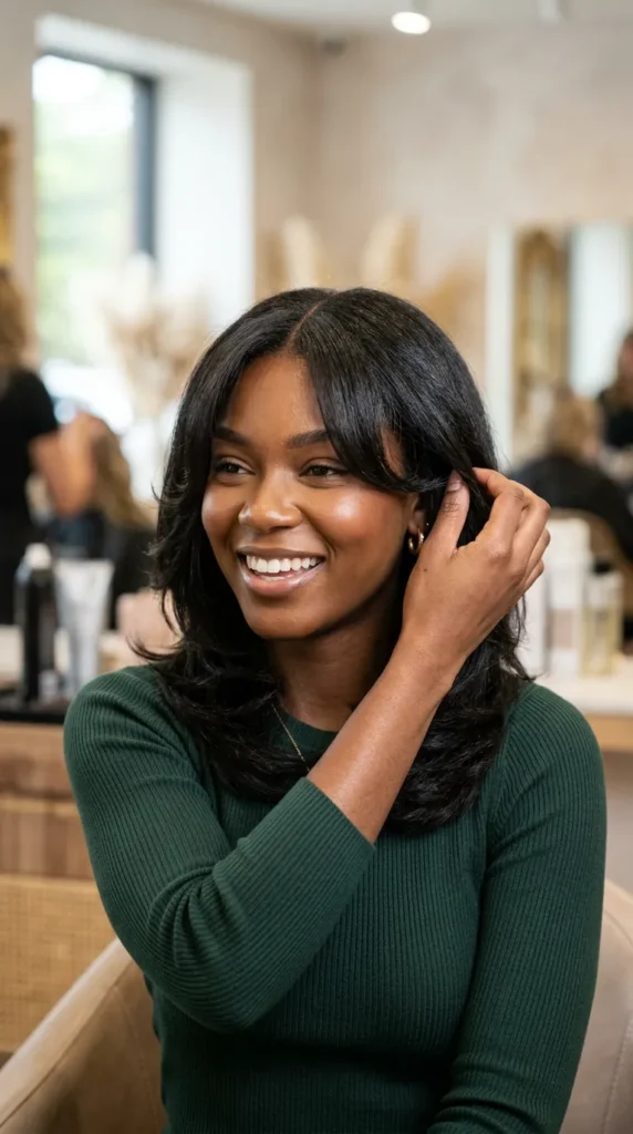 Center-Part Medium Layered Hair