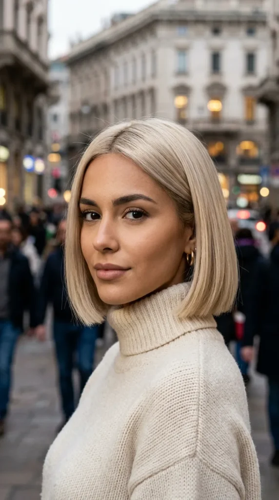 Champagne Blonde Italian Bob