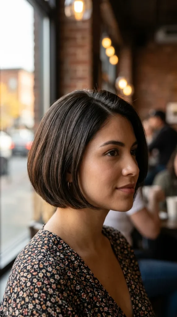 Chic Tucked Bob for Oval Face