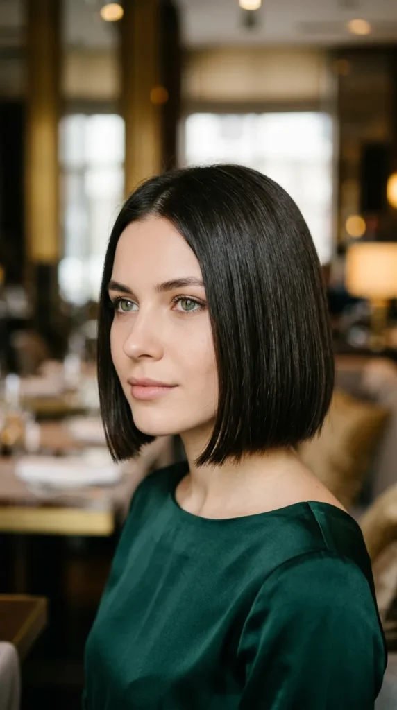 Chin-Length Bob for Oval Face with Sharp Lines