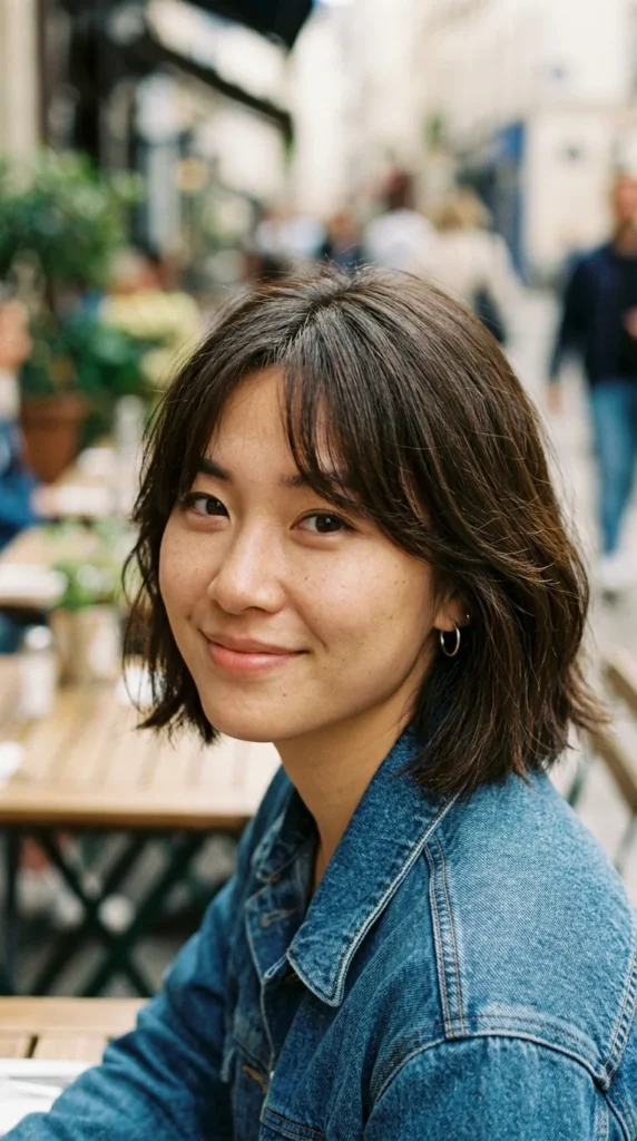 Chin-Length Curtain Bangs for Oval Face