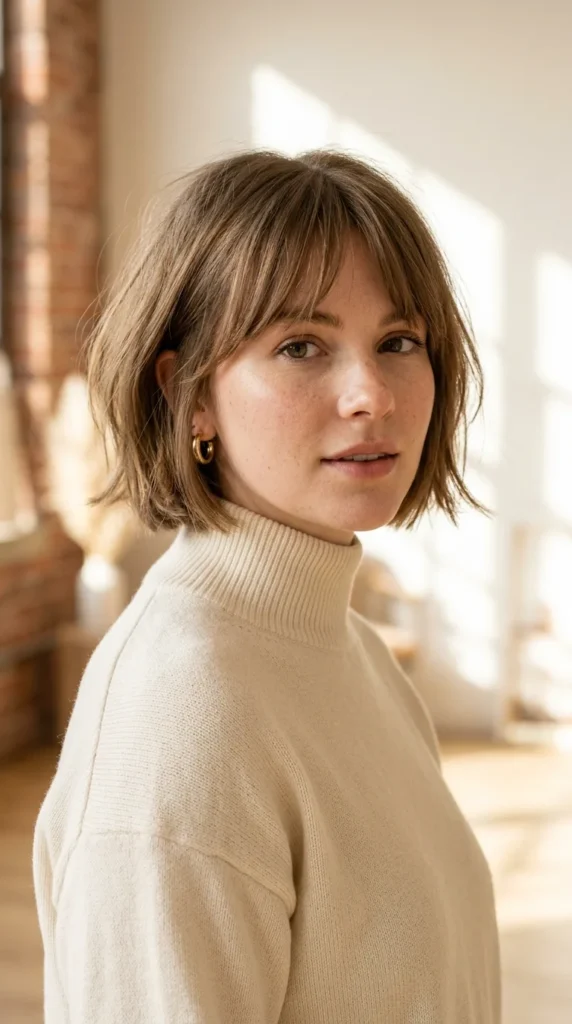 Chin-Length French Bob for Round Face