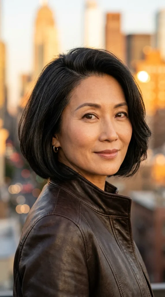 Chin-Length Italian Bob with Side Part