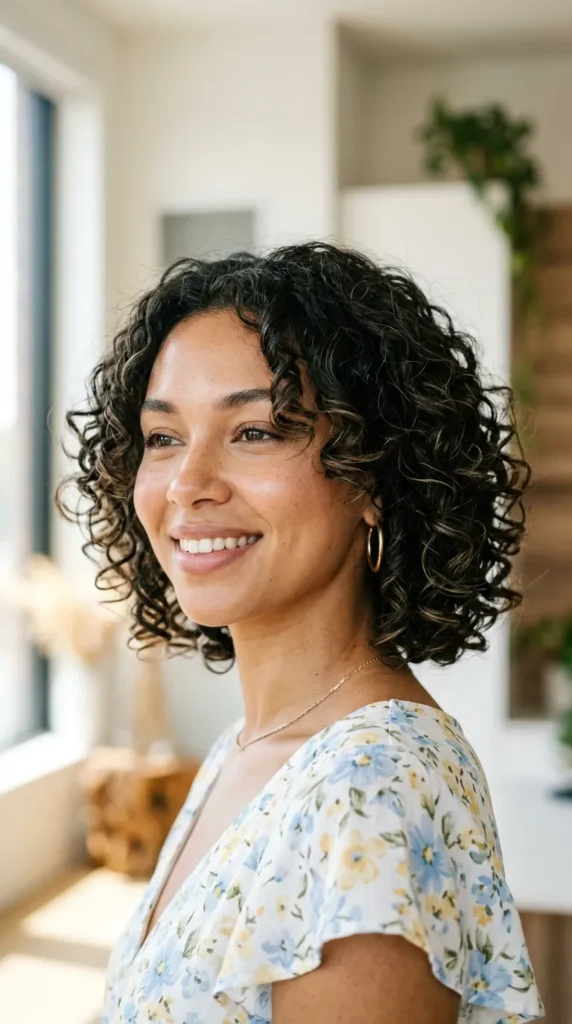 Chin-Length Layered Curly Bob