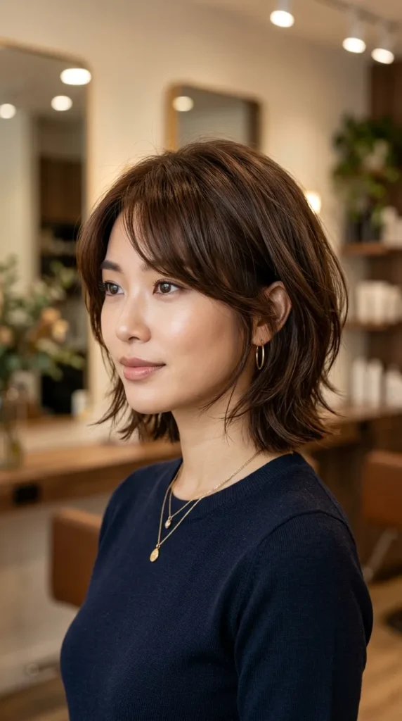 Chocolate Brown Short Layered Bob