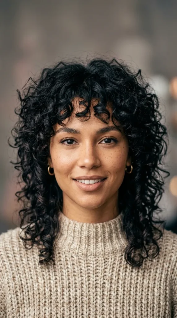 Choppy Curly Wolf Cut