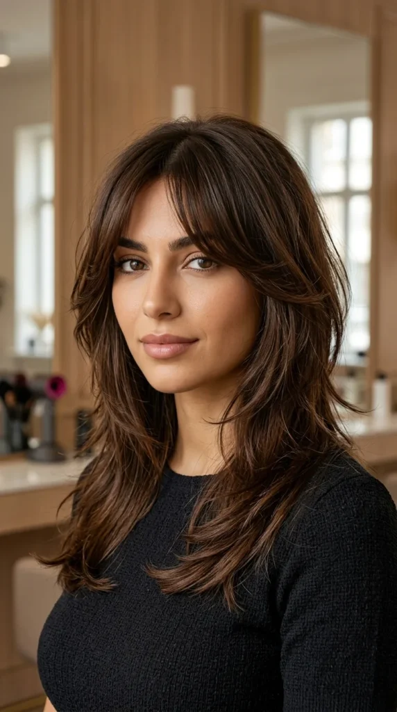 Choppy Layers with Curtain Bangs