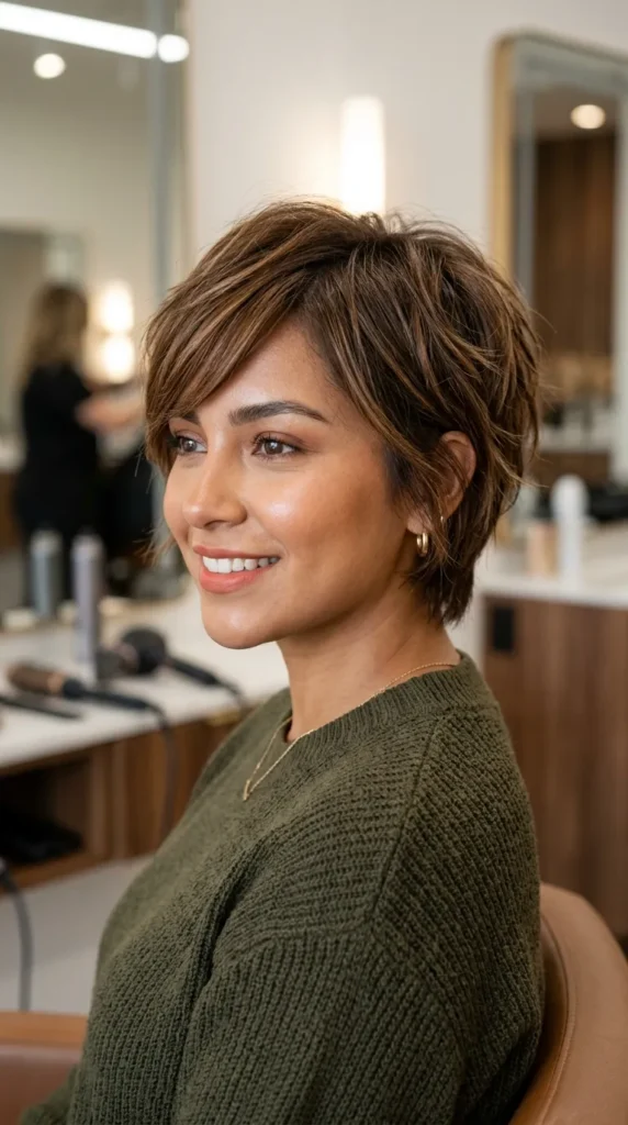 Choppy Short Layered Haircut with Side Bangs