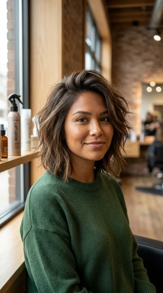 Choppy Shoulder-Length Layers with Volume