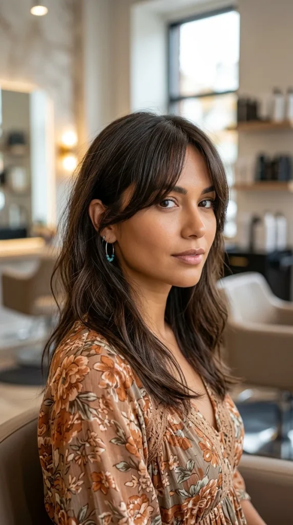 Classic Curtain Bangs for Round Faces