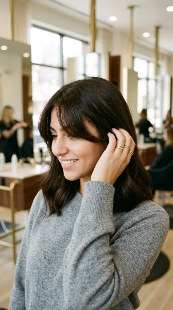 Classic Curtain Bangs on One-Length Hair