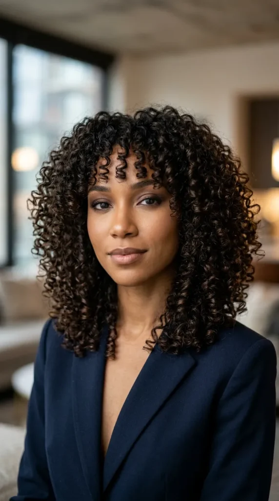 Collarbone-Length Curly Layered Cut