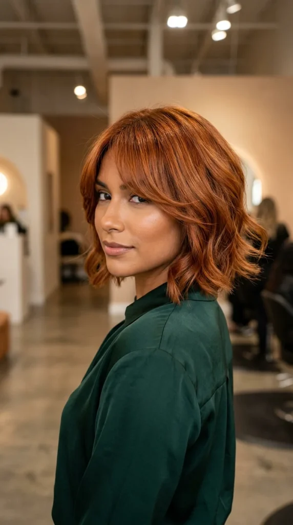 Copper Bob with Curtain Bangs
