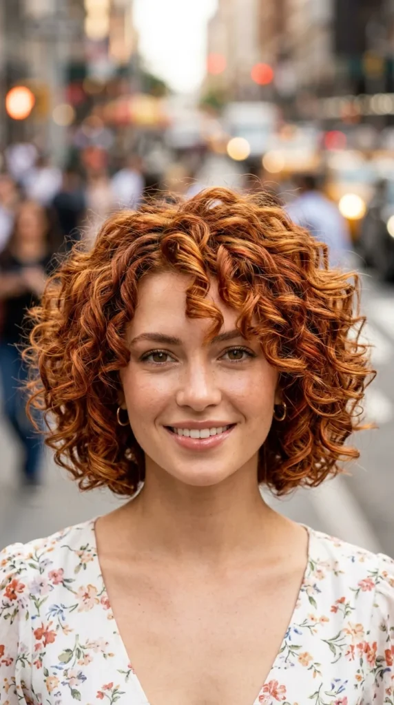 Copper Curly Bob with Dimensional Color