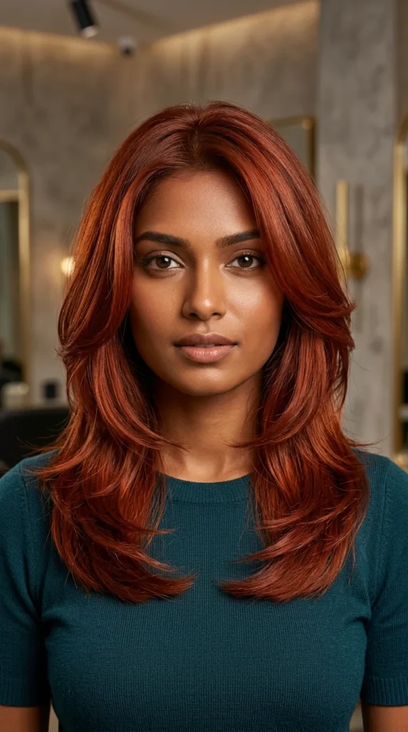 Copper Layered V Haircut
