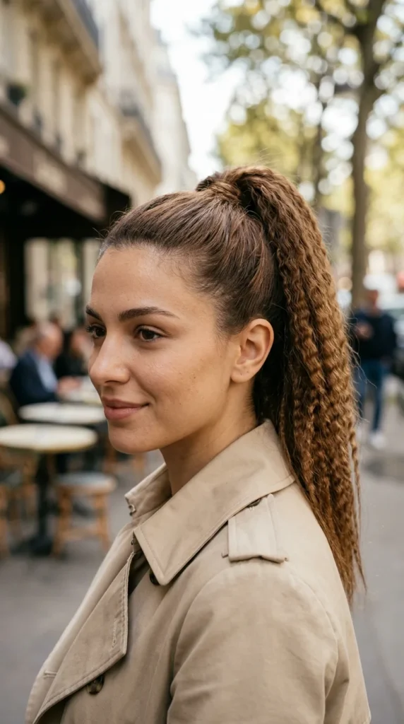 Crimped High Ponytail