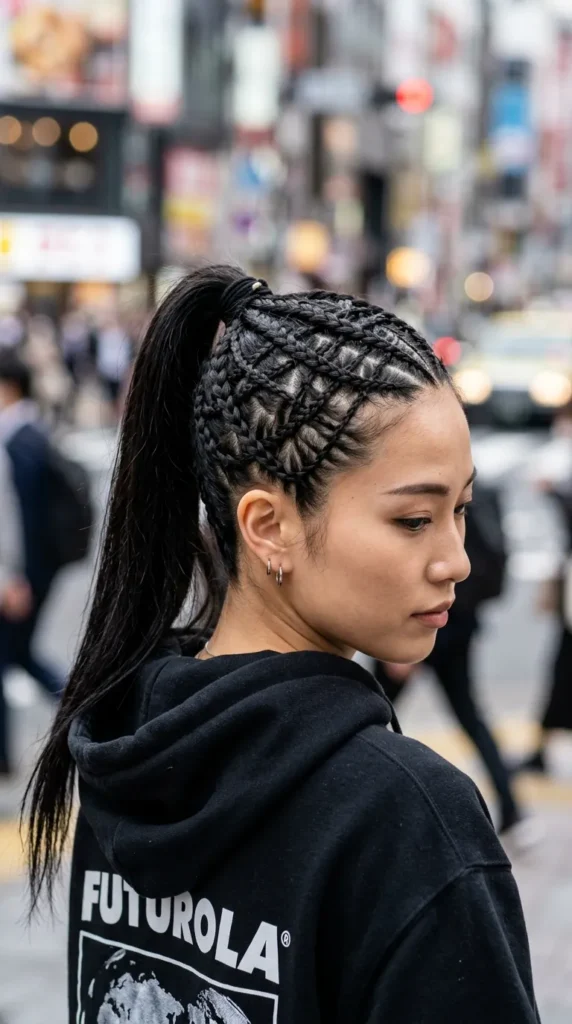 Criss Cross Stitch Braid Ponytail