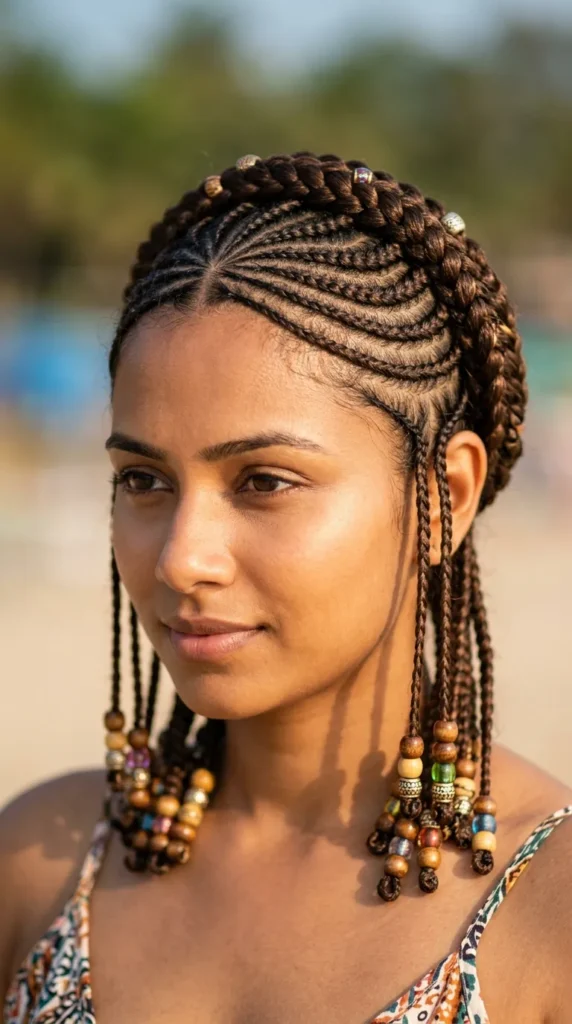 Crown Cornrows with Beads