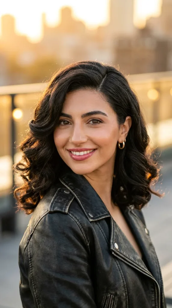 Curled Lob with Deep Side Part
