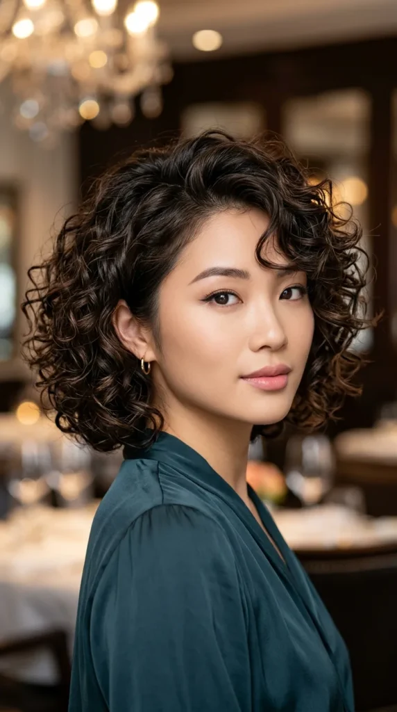 Curly Bob with Crown Layers for Lift