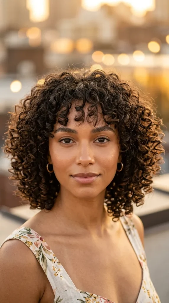 Curly Bob with Wispy Bangs