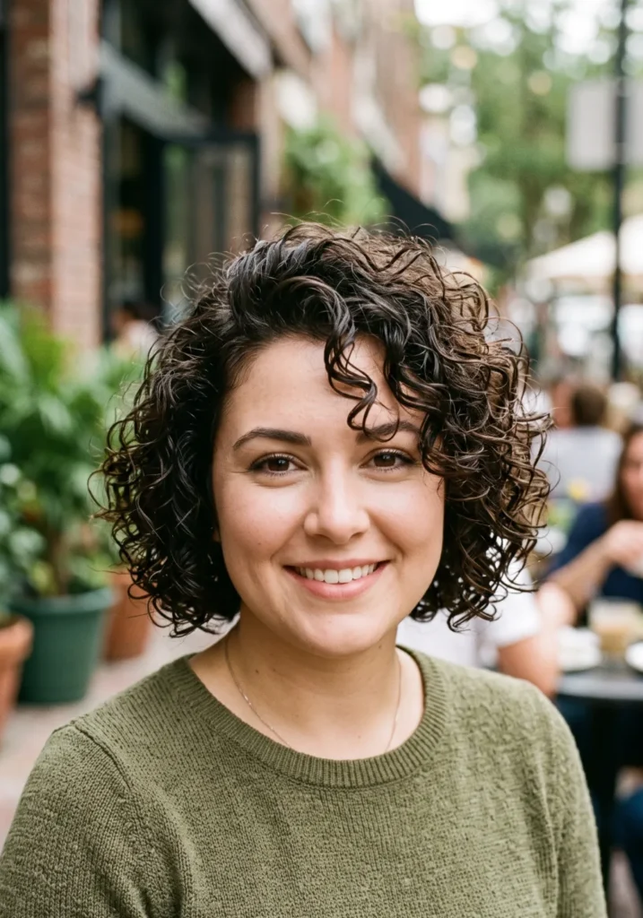 Curly Chin Length Bob