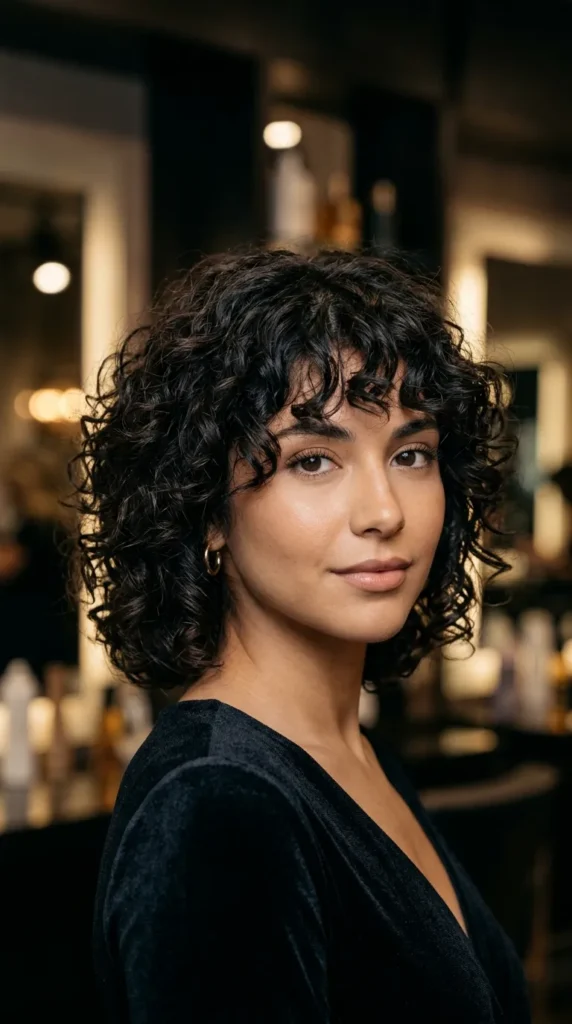 Curly French Bob with Layers
