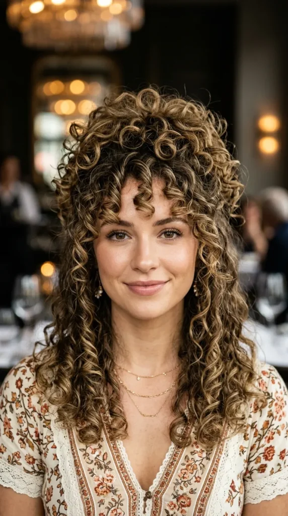 Curly Hair with Crown Layers