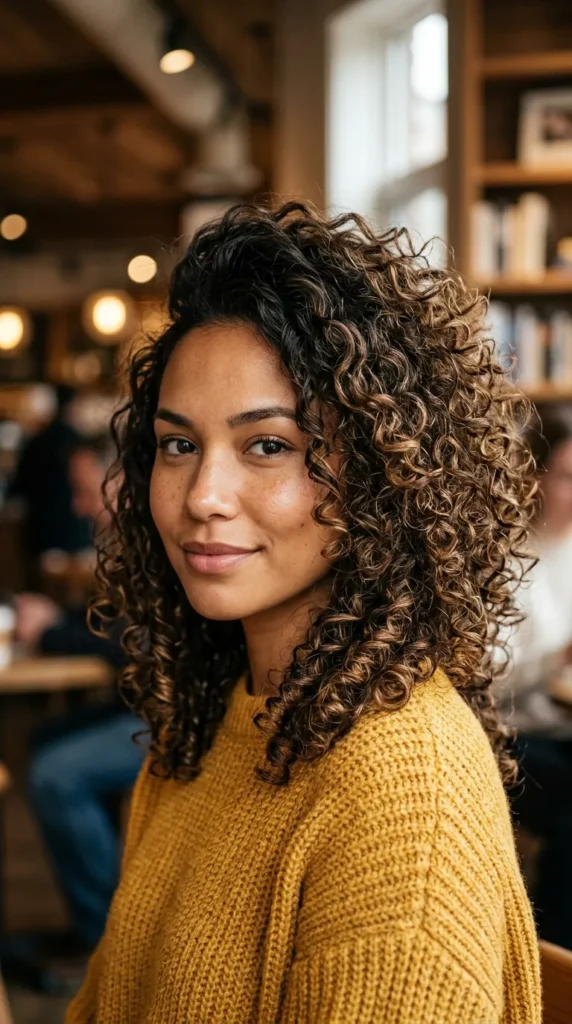 Curly Hair with Crown Volume