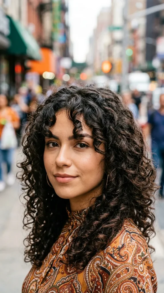 Curly Hair with Curtain Fringe