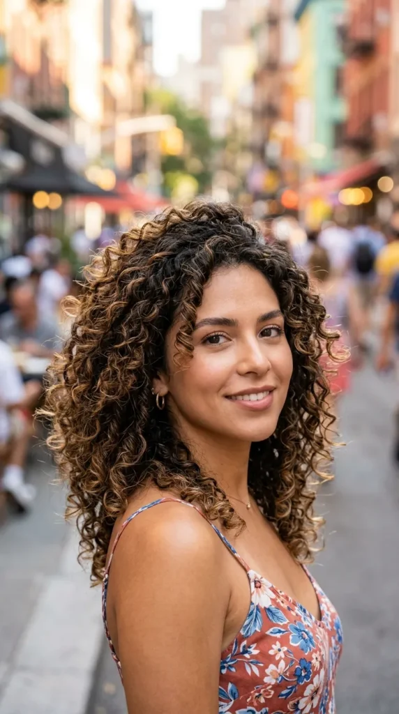 Curly Hair with Feathered Layers