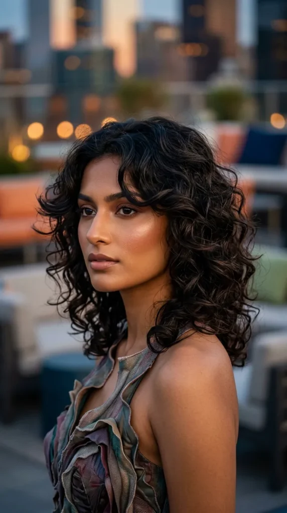 Curly Hair with Flipped Layers