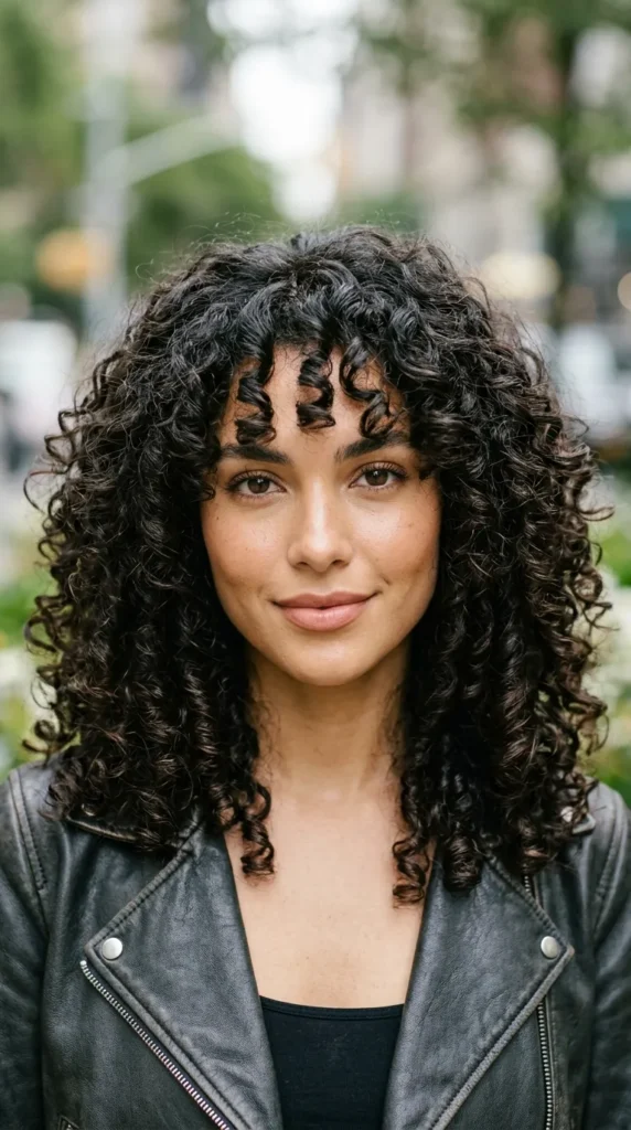 Curly Hair with Fluffy Face-Framing Layers