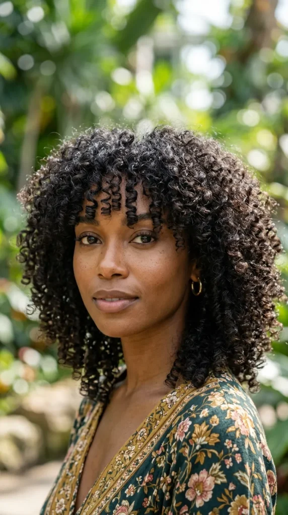 Curly Hair with Long Fringe