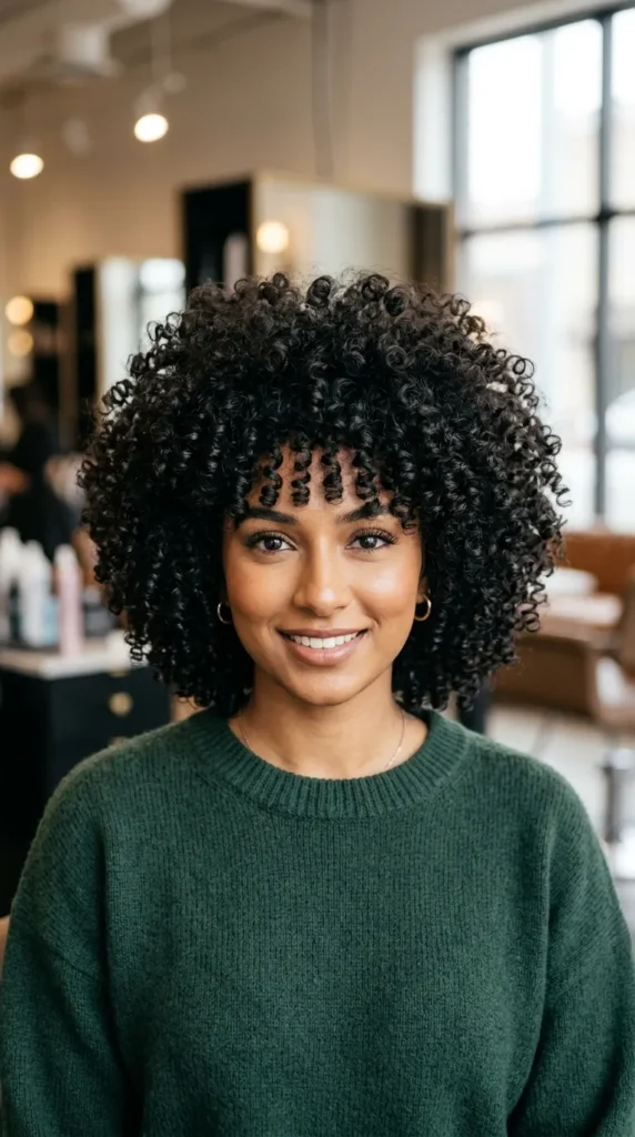 Curly Hair with Rounded Volume at the Crown