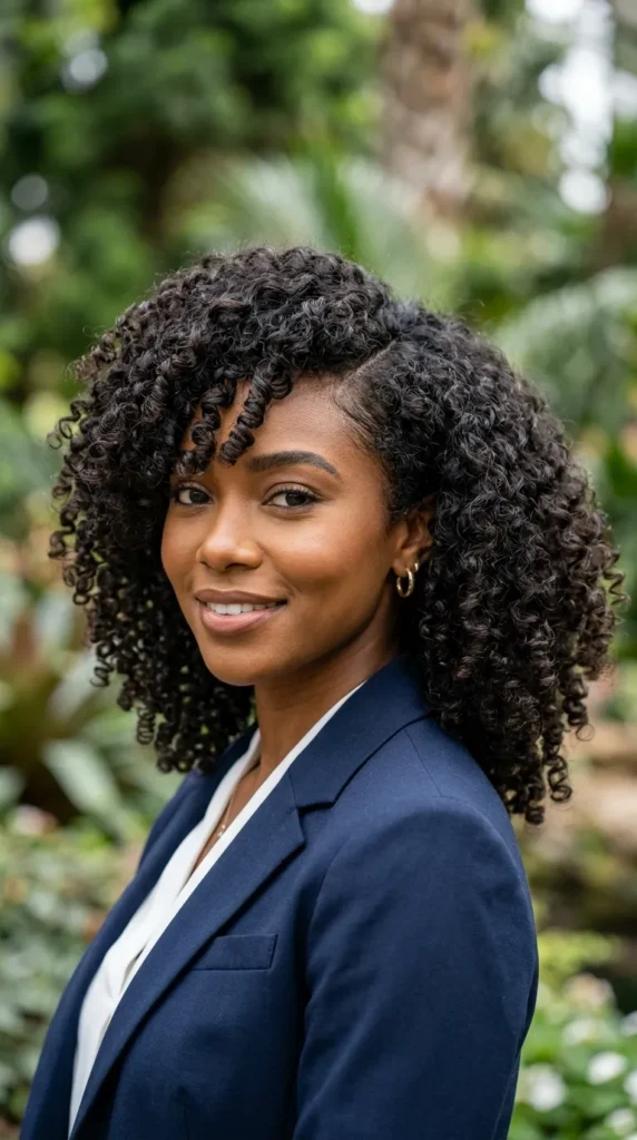 Curly Hair with Side Bangs