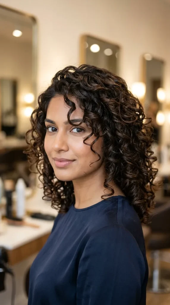 Curly Hair with Soft Face-Framing Pieces