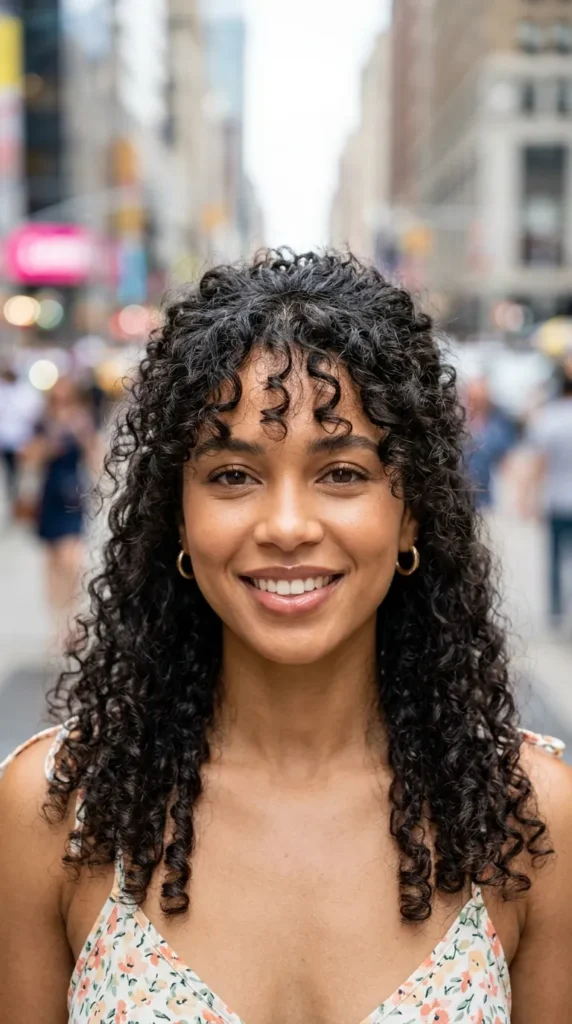 Curly Hair with Wispy Fringe