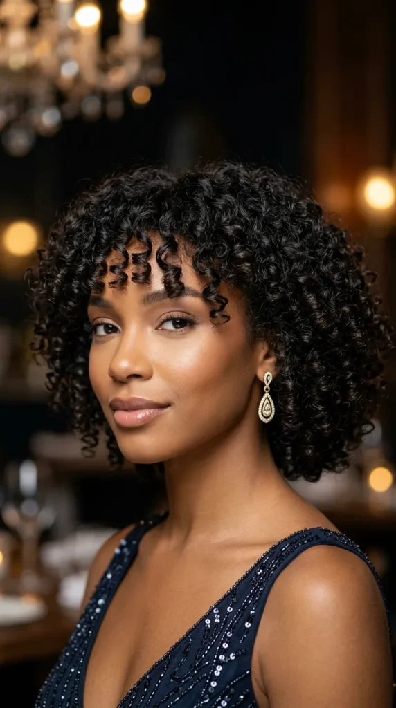 Curly Italian Bob with Curly Bangs